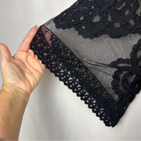 Blue Island - Black Lace Duster Cover-Up - Kimono Cardigan Jacket, Size Medium - Picture 4 of 7